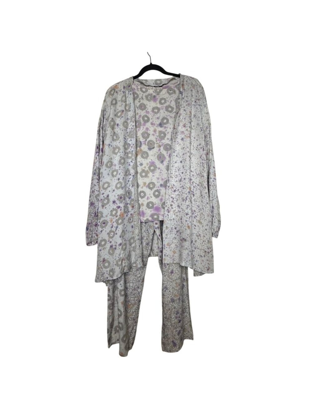 Vintage Endless Knot Art 3-Piece Lounge Set In Purple & Gray Tones L/XL